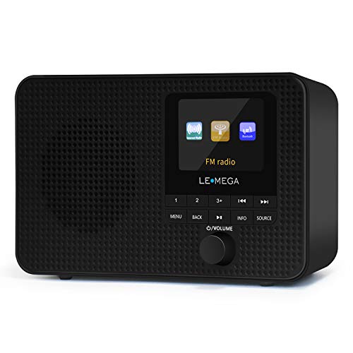 Lemega Ir1 Portable Wifi Internet Radio,Fm Digital Radio,Bluetooth Speaker,Dual Alarms Clock,Sleep Snooze Timer,40 Presets, Headphone Output,Colour Display,Batteries Or Mains Powered � Black Finish