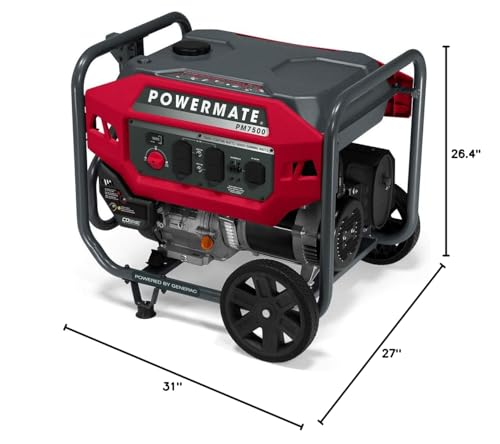 Powermate Pm7500 7,500 Watt Gas Powered Portable Open Frame Generator   Ultra Quiet Performance   Ideal For Home, Camping, Rv An