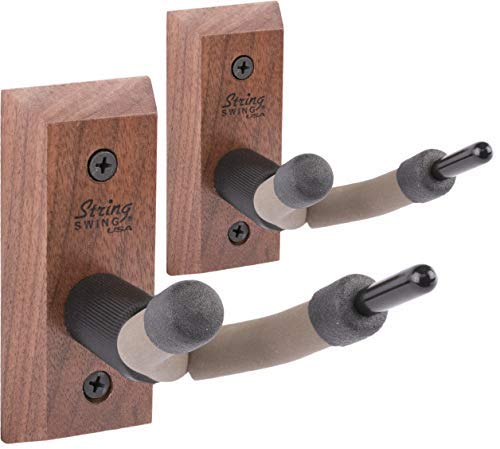 String Swing Violin Hanger Wooden Wall Mount For Home & Studio Cc01V Bw2 Hardwood Black Walnut (2 Pack)