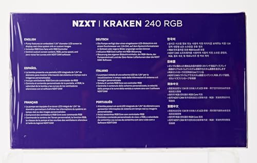 Nzxt Kraken 240 Rgb   Rl Kr240 W1 240Mm Aio Cpu Liquid Cooler   Customizable 1.54'' Square Lcd Display For Images, Performance M