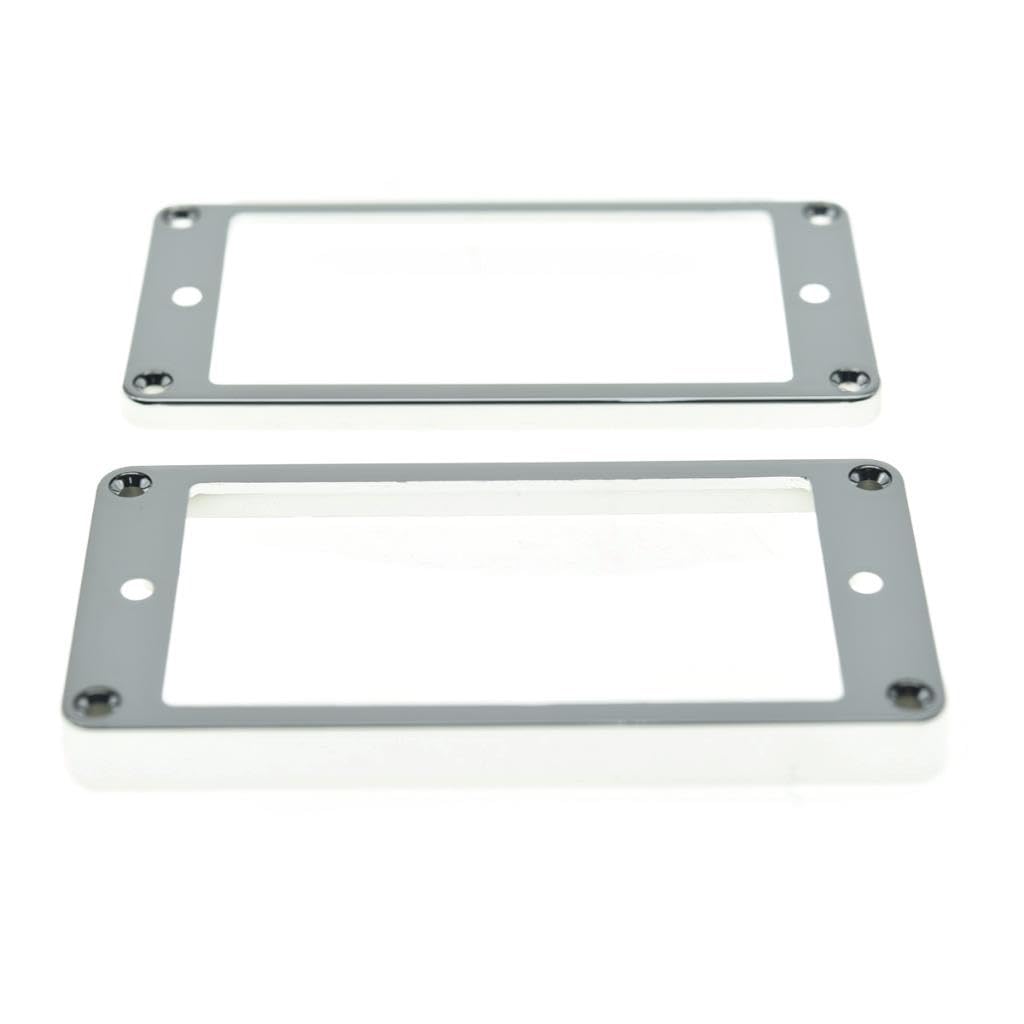 Kaish 2Pcs Chrome Humbucker Pickup Ring Flat Base Bottom Frame For Epiphone Lp Guitar