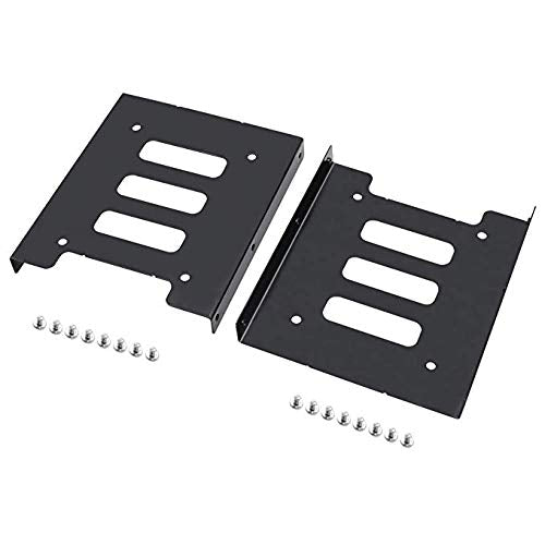 SSD Bracket 2.5 to 3.5 Adapter 2Pack, Hftywy SSD Mounting Bracket Kit 2.5 to 3.5 SSD HDD Hard Disk Drive Bays Holder Metal Mounting Bracket Adapter with Screws for PC SSD