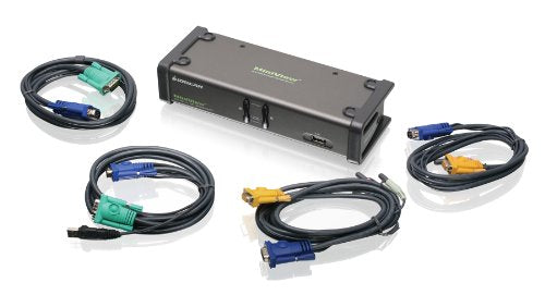 Iogear 2 Port Dual View Kvm Switch With Audio And Usb Peripheral Sharing, W/Full Set Of Cables, (Gcs1742 Taa Compliant)