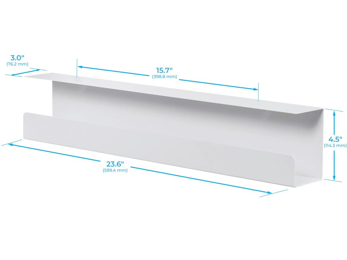 Monoprice Under Desk Cable Tray   Steel With Power Supply And Wire Management   Workstream Collection White