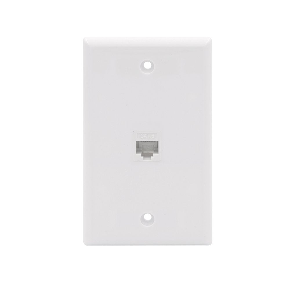 VCE Ethernet Wall Plate (UL-listed) 1-Pack, CAT6 Wall Plate Female to Female, Compatible with CAT6/CAT5E/CAT5 Cabels, White