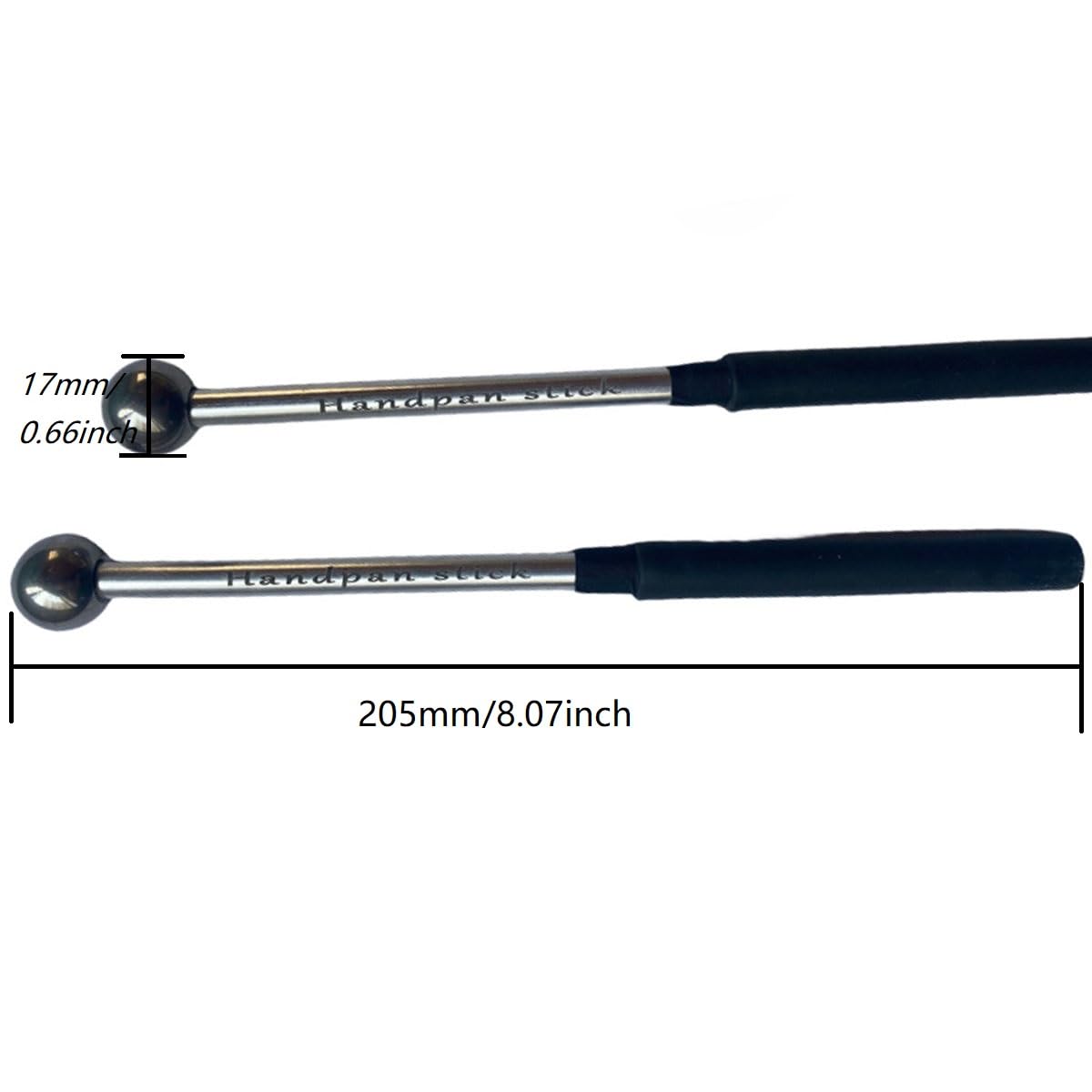 Tuoren 1 Pair Tongue Drum Mallets Metal Steel Head Drum Sticks With Rubber Handle Ethereal Drumstick Percussion Sticks Hammer Fo