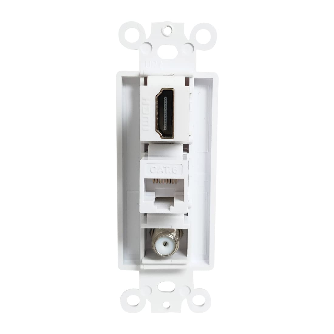 Bupldet Hdmi Ethernet Coax Decora Wall Plate Insert   Hdmi Cat6 Rj45 Coaxial Keystone Insert For Midsize/Oversize Decorator Face