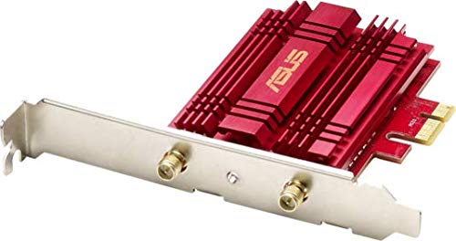 Asus Pce Ac56 Dual Band 2X2 Ac1300 Wifi Pcie Adapter With Heat Sink, Detachable Antennas And Antenna Base