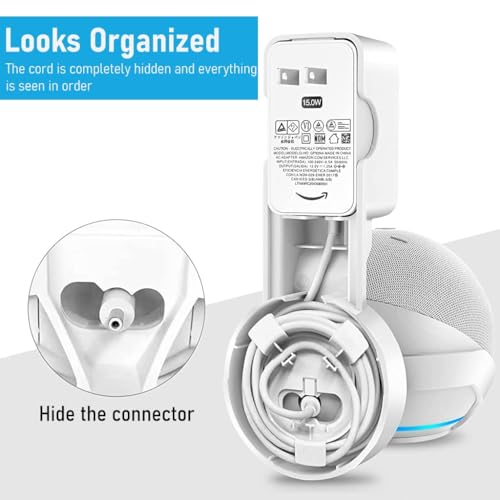 Saifsmart Outlet Wall Mount Hanger Holder Stand Accessories Case Built In Plug Cable Management For Echo Dot 4Th Gen/Echo Dot 5T