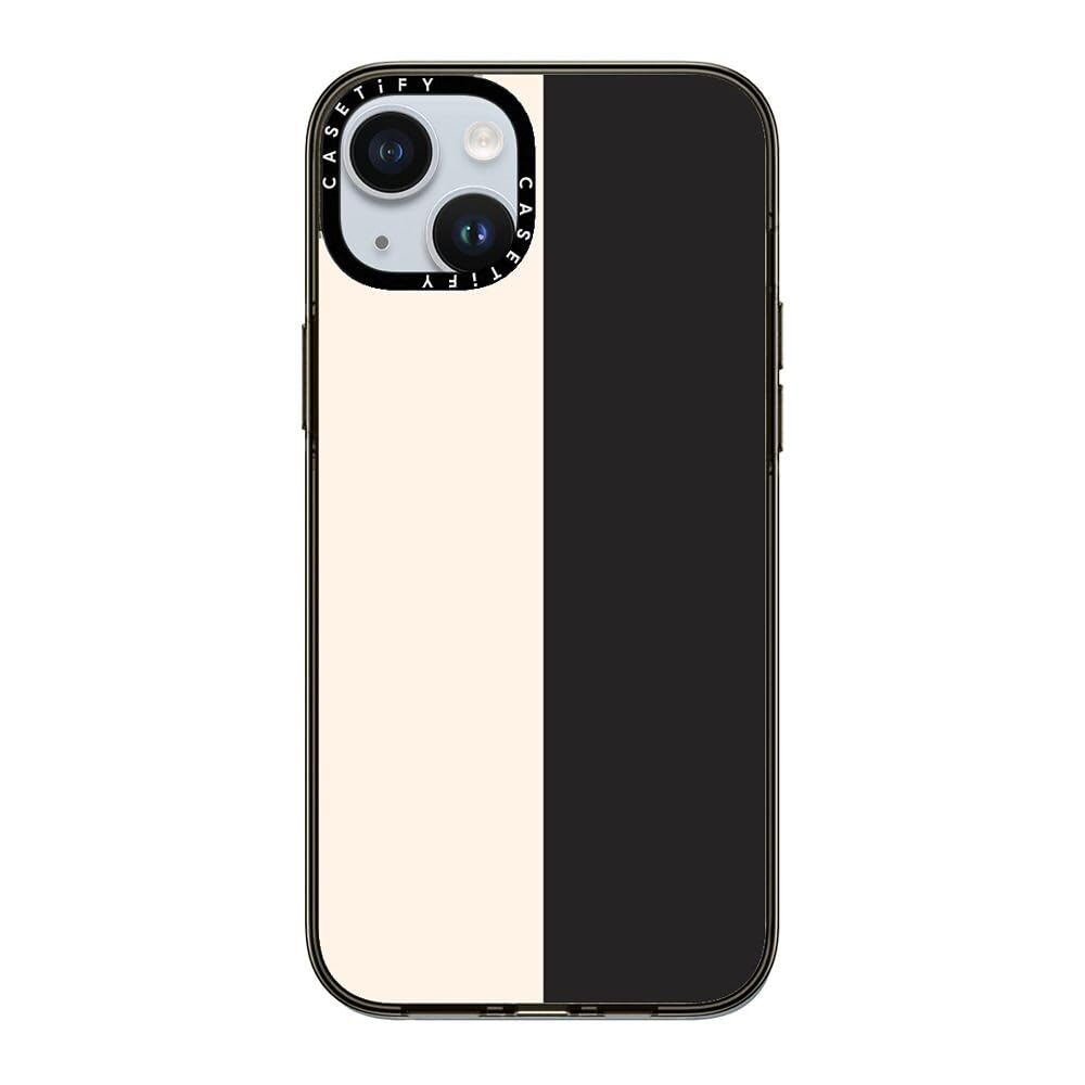 Casetify Compact Iphone 15 Plus Case [2X Military Grade Drop Tested / 4Ft Drop Protection]   White/Black Colorblock   Clear Blac