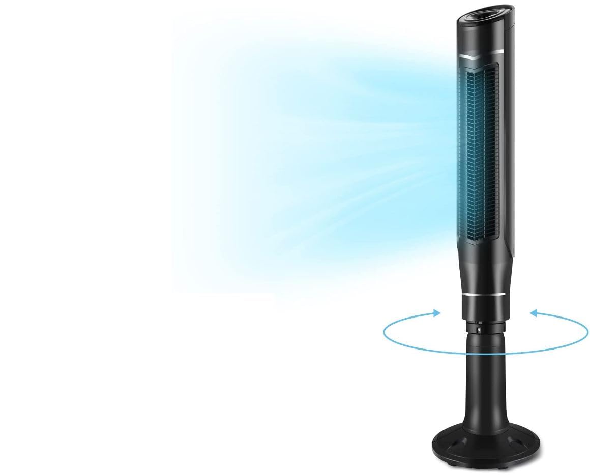 Optimus F 7588 F 7588 8 Speed 80 Watt 59 In. Oscillating Pedestal Tower Fan With Remote And Led Display, Black