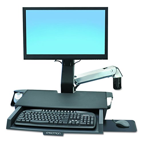 Ergotron Styleview Sit Stand Combo System With Worksurface, Polished Aluminum/Black
