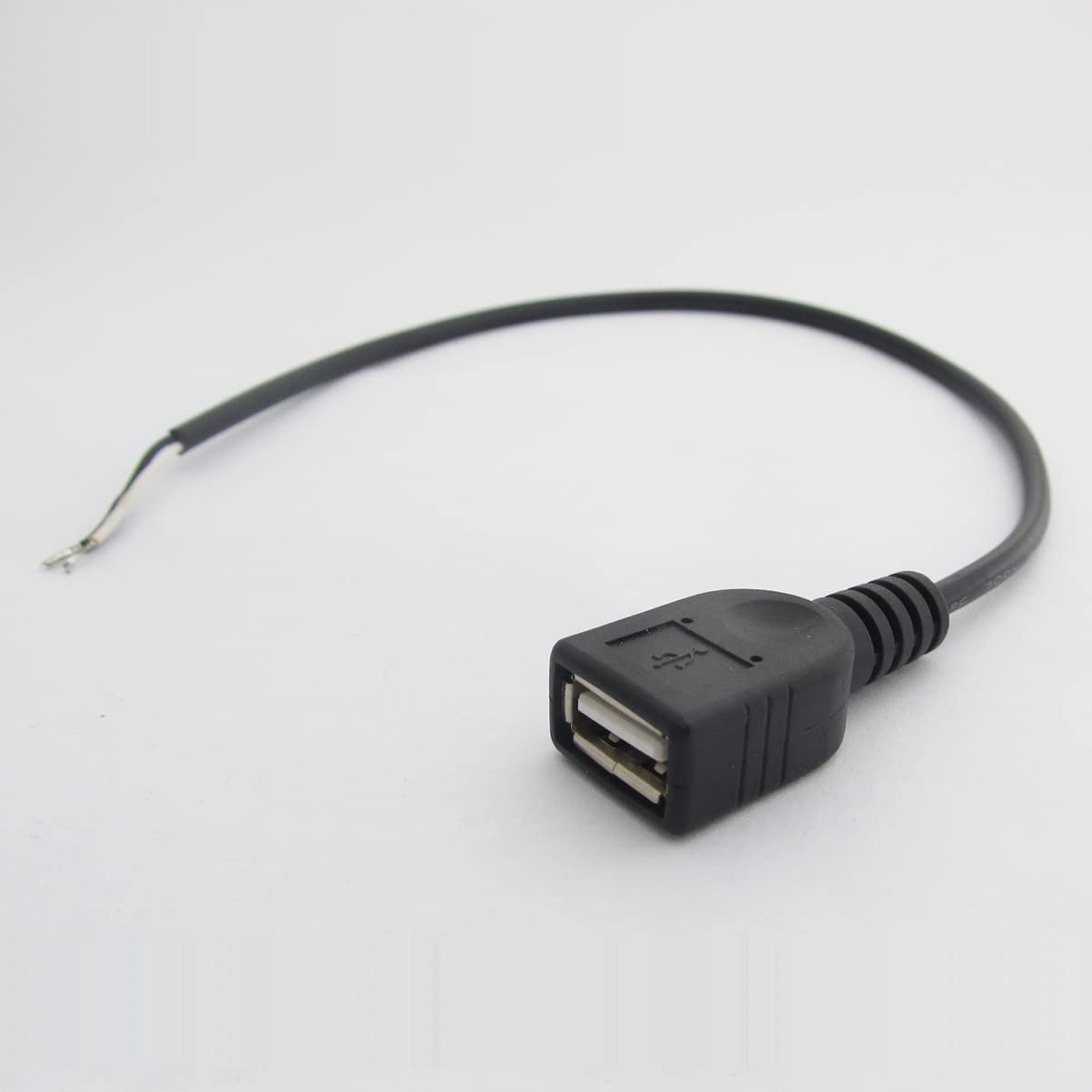 Elnone Short Charging Usb 2 Wire Pigtail Cable (4 Pack 12 Inch) 30Cm 22Awg 3A Black Usb Female 2 Wire Power Cable Pigtail Cord C