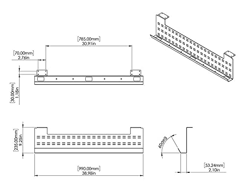 Stand Up Desk Store Under Desk Cable Management Tray Horizontal Computer Cord Raceway And Modesty Panel (White, 39'')