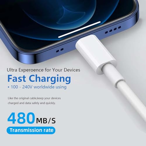 Replacement Iphone 15 Car Cable, White 5Ft Usb A To Usb C Cable For Iphone 15/ Pro Max/Plus, Ipad 10Th Gen, Ipad Pro 12.9/11, Ip