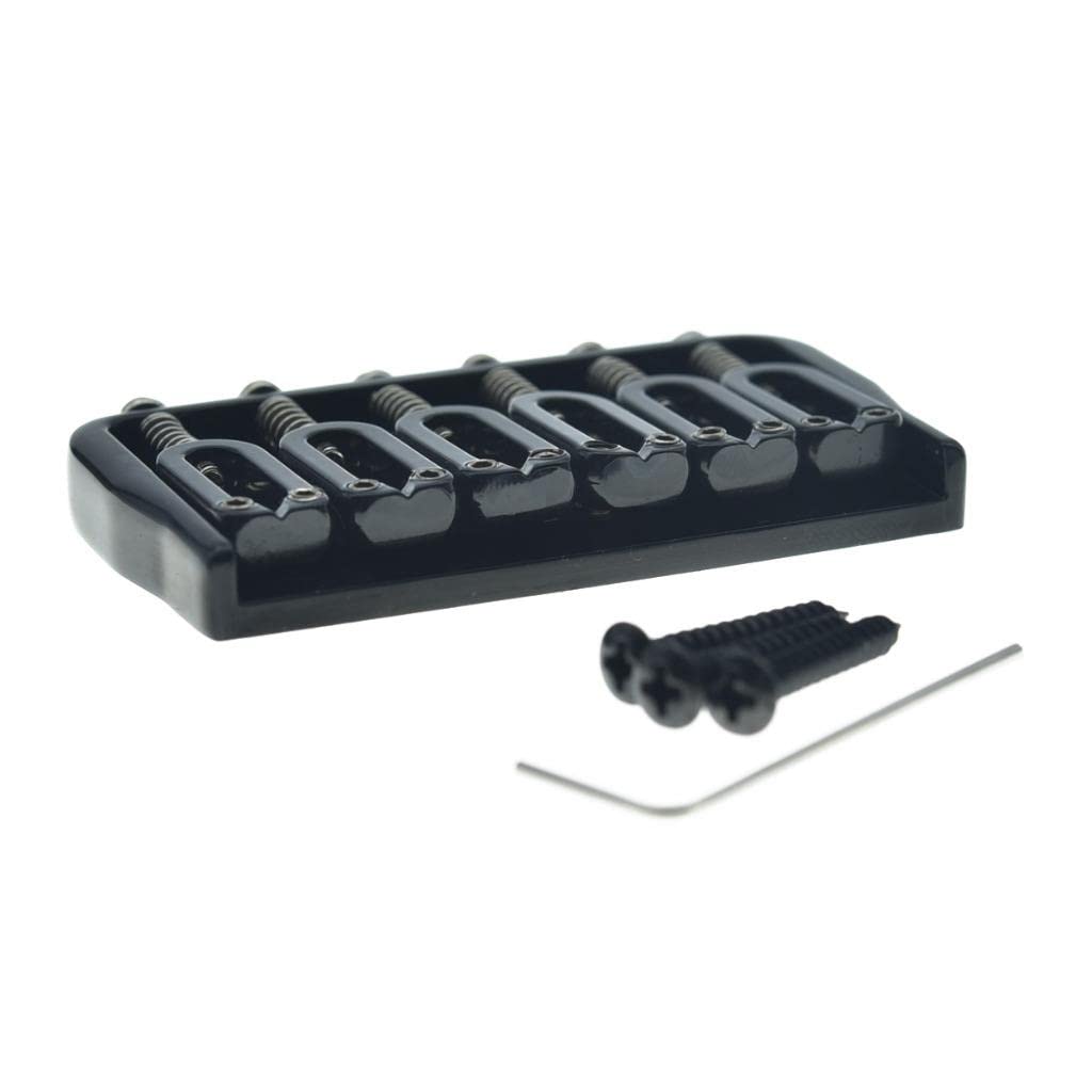 Kaish Black 6 String Guitar Fixed Bridge Electric Guitar Hardtail Bridge For Strat/Tele Guitars