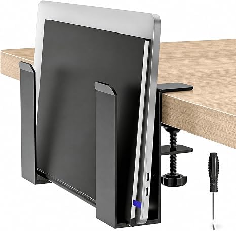 Desk Side Laptop Mount,Metal Hanging Adjustable Side Laptop Mount,No Drilling Siding Table Organizer for Office Home Tablets, Do
