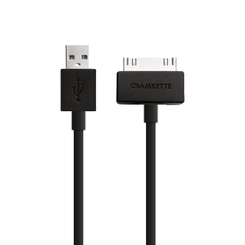 Amkette 30 Pin to USB Charging & Data Sync Cable for iPhone 3G/3GS/4/4s/iPad 1/2/3, iPod Nano 5th/6th Gen and iPod Touch 3rd/4th