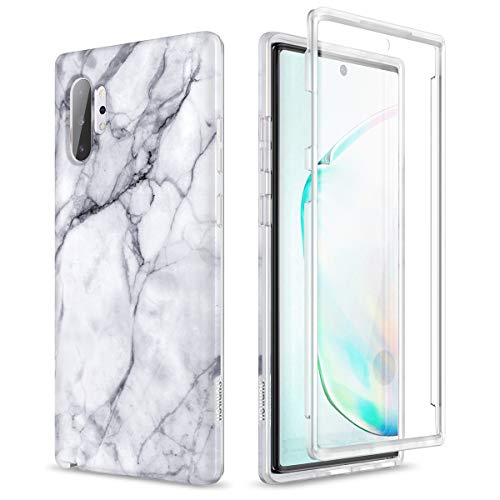 Suritch Case For Samsung Galaxy Note 10 Plus,[Built In Screen Protector] Natural Marble Full Body Protection Shockproof Rugged B