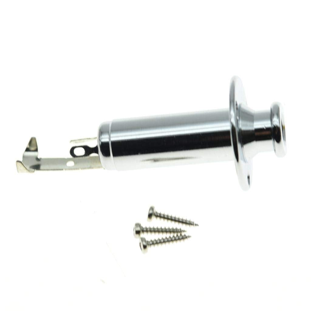 Kaish 6.35Mm Acoustic Electric Guitar Bass Mono Endpin Output Jack Strap Button Jack Socket Chrome