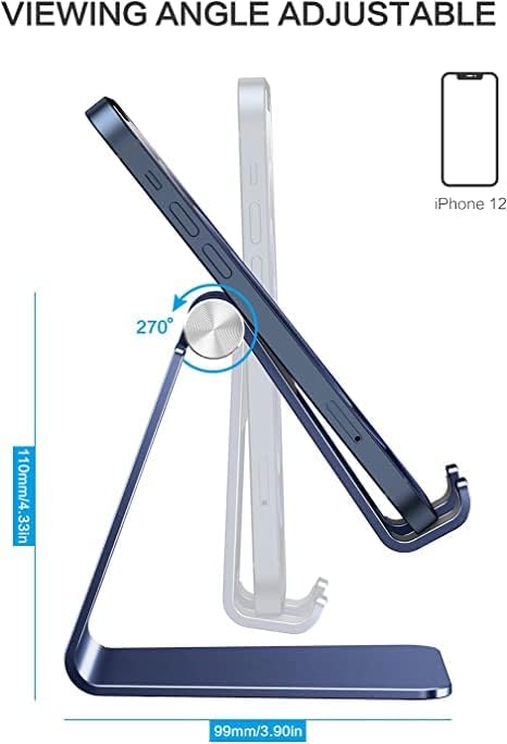 Omoton Adjustable Cell Phone Stand, C2 Aluminum Desktop Phone Holder Dock Compatible With Iphone 15 14 13 Xs Xr 8 Plus 7 6, Sams