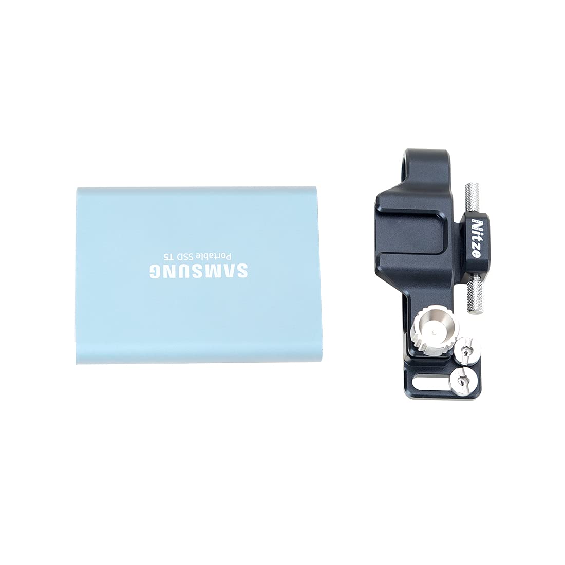 Nitze Ssd Mount Bracket For Samsung T5 Ssd, T5 Ssd Holder With Built In Cold Shoe And Usb C Cable Clamp   N42B