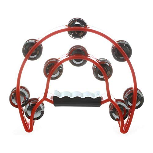 3NH Hand Held Tambourine Double Row Metal Jingles Percussion Red C8V8