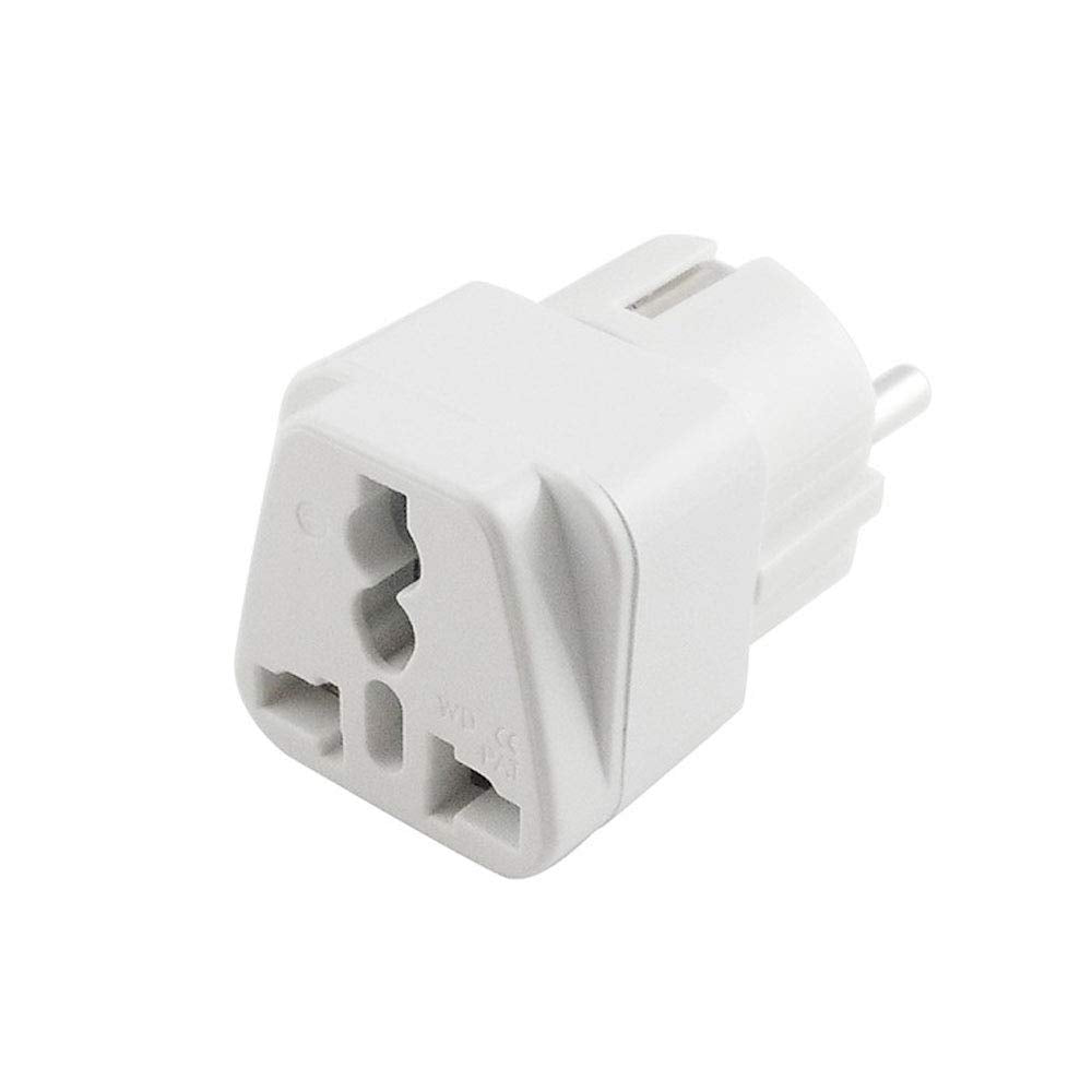 Vsanstar European Travel Plug Adapter, Schuko Type E/F, 2-Pin Grounded, 3 Pack, White, for Germany, France, Europe, Russia, South Korea