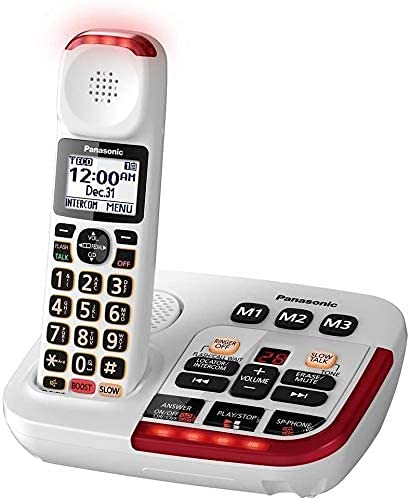 Panasonic Kx-Tgm420W + (1) Kx-Tgma44W Amplified Cordless Phone With Digital Answering Machine And Voice Volume Booster Upto 40 D