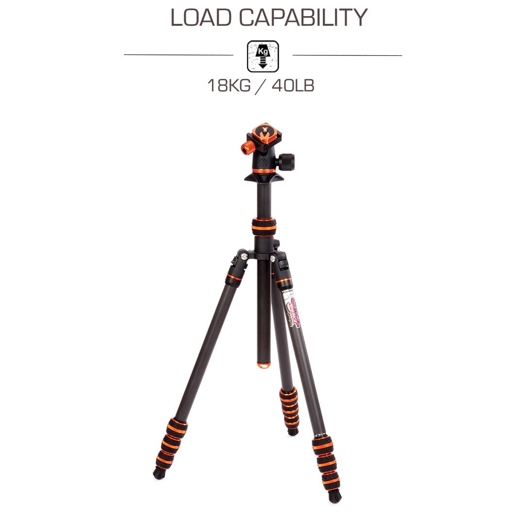 3 Legged Thing Punks Billy 2.0 Carbon Fibre Travel Friendly Tripod   Compact & Adjustable Camera Tripod With Three Detachable Legs   Copper/Black (Billyblack2.0)