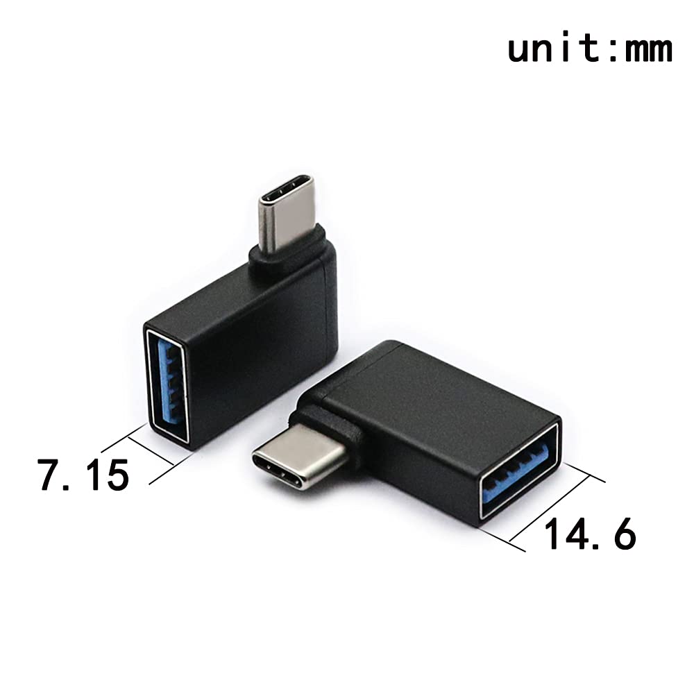Rgzhihuifz Right Angle Usb C To Usb 3.0 Adapter 90 Degree Type C Male To Usb A 3.0 Female Converter,On The Go(Otg) For Smartphon