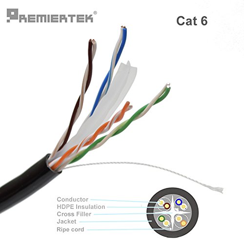Premiertek 1000Ft Cat6 23Awg Utp Solid 4-Pairs Network Ethernet Lan Cable Bulk Black (Cat6-Cca-1Kft-Bk)
