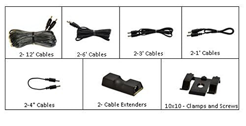 Inspired Led Cable Super Pack   Includes 10 Cables (4Inches 12Foot) With Clamps And Extenders