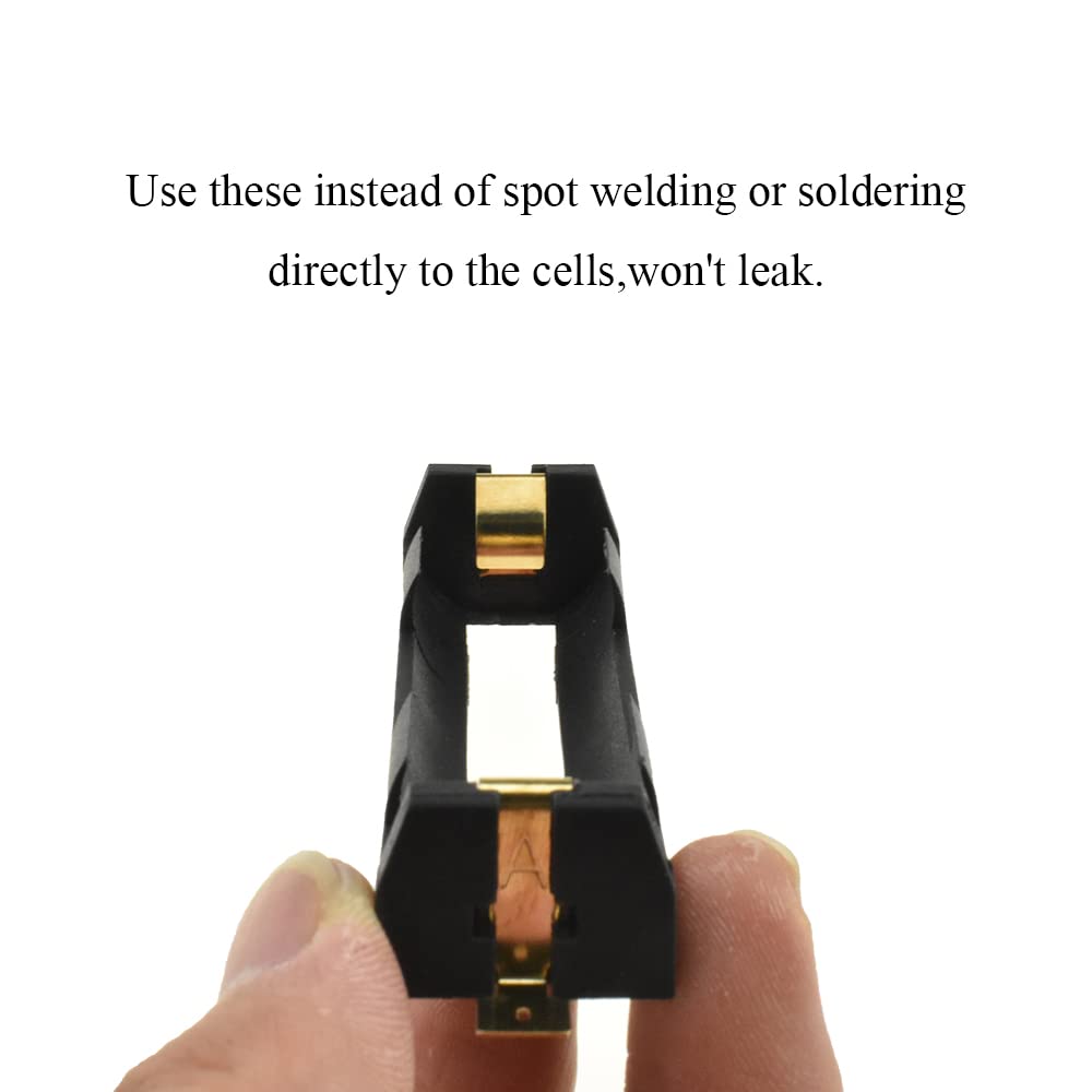 Hahiyo 18650 1 Slot Battery Holder Clip Storage Case Copper Good Contacts 3.7V Diy Charging Power Not Leak Secure Snug Hold Wide