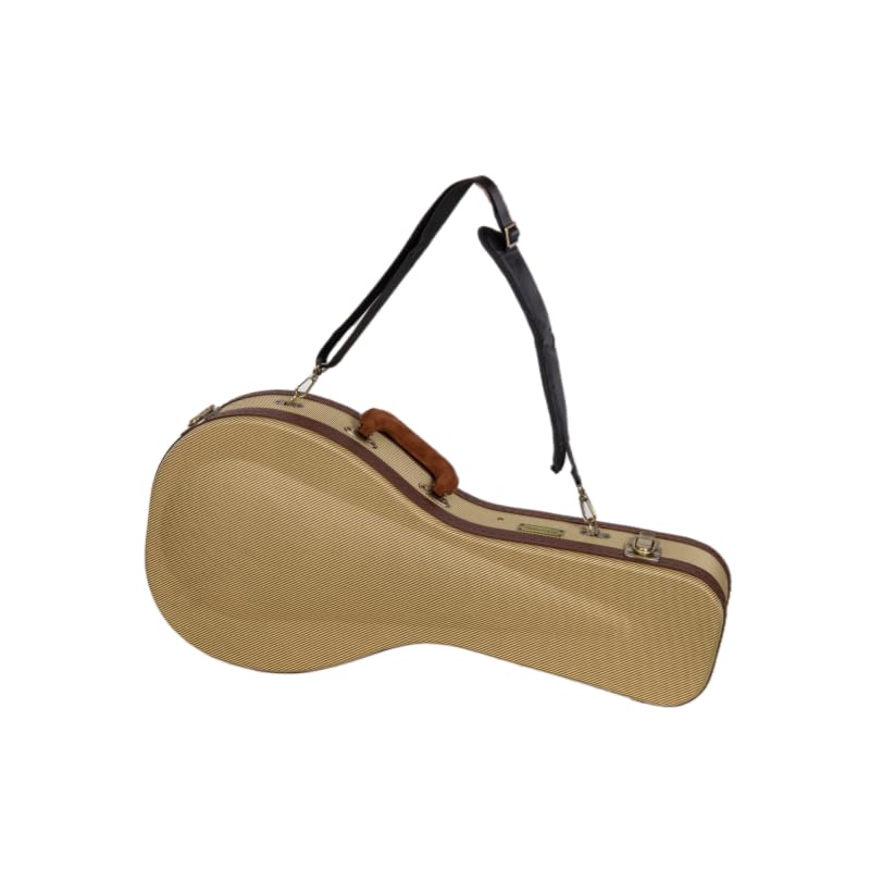 Crossrock Master Series A-Style Mandolin Case | Classic Fabric Tweed Exterior, Re-Engineered Wooden Shell, Leather Handle, Backp