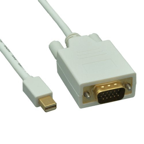 Cablewholesale Mini Displayport To Vga Monitor Cable, Thunderbolt To Vga Cable, Mini Displayport Male To Vga Male, White, Vga To