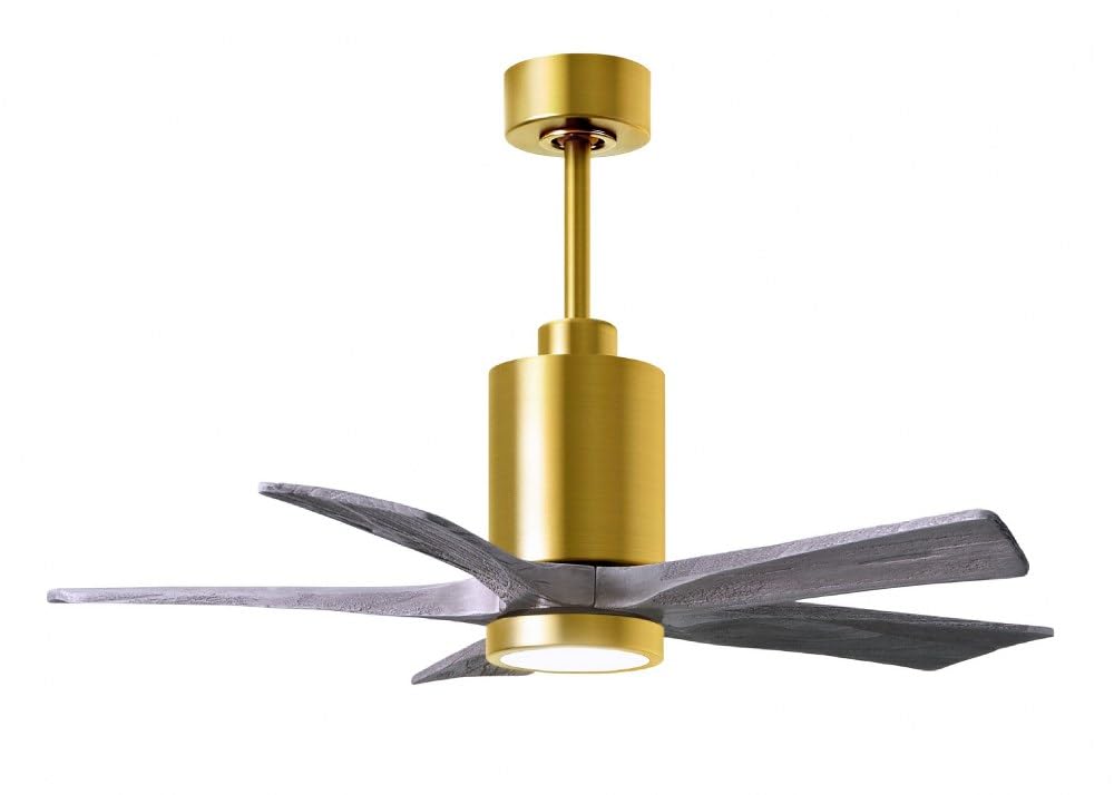Matthews PA5-BRBR-BW-42 Patricia 42 Indoor/Outdoor Damp Location Ceiling Fan with LED Light and Wall & Remote Control, 5 Wood Bl