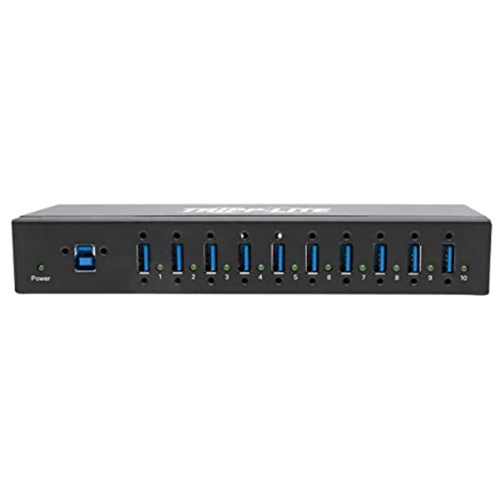 Tripp Lite 10-Port Usb 3.0 Hub, Industrial Usb Splitter For Usb Charging And Data Transfer, 5 Gbps, Iron Housing (U360-010-Ind)