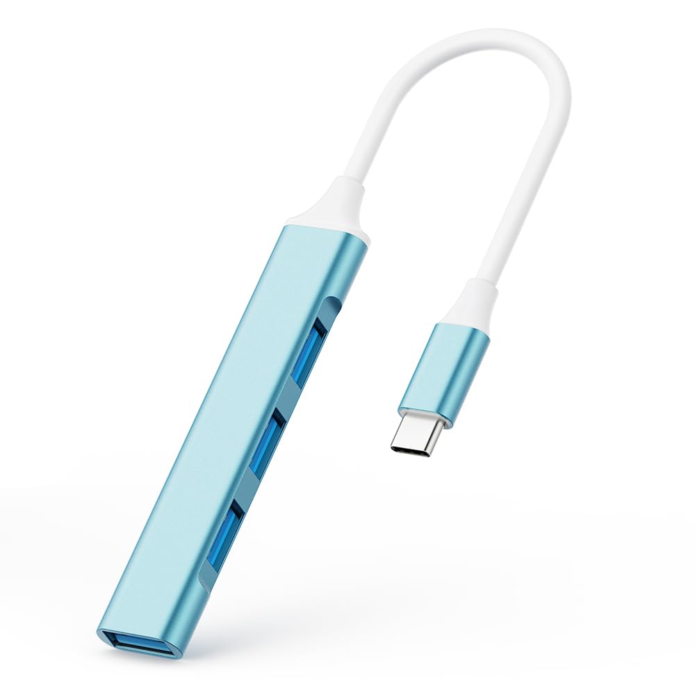 USB C to USB Hub Adapter, 4 Port (1 USB 3.0 + 3 USB 2.0), 5Gbps High Speed Data, Slim Aluminum Type C Hub for MacBook & USBC La