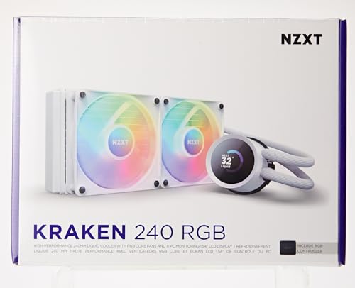 Nzxt Kraken 240 Rgb   Rl Kr240 W1 240Mm Aio Cpu Liquid Cooler   Customizable 1.54'' Square Lcd Display For Images, Performance M