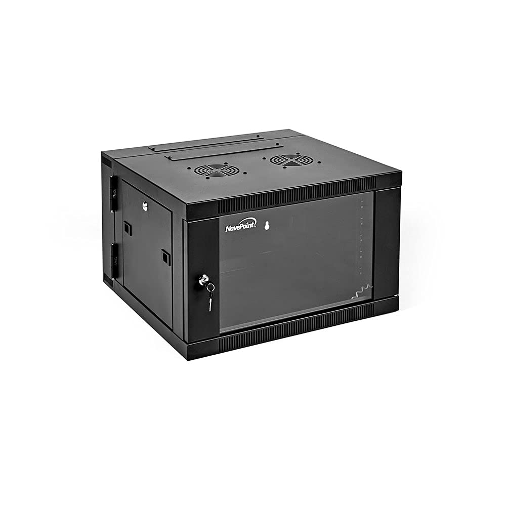 Navepoint 6U Server Cabinet With Hinged Back   21.6    Deep, 6U Server Rack Enclosure With Locking Glass Door, Wall Mount Rack W