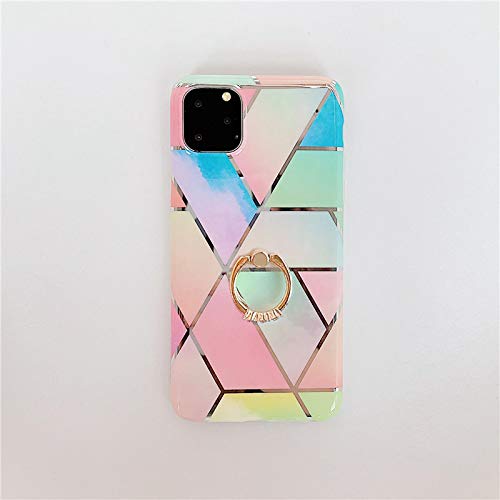 Qokey iPhone 11 Case 360 Degree Rotating Ring Kickstand Soft TPU Shockproof Colorful for 6.1 Inch