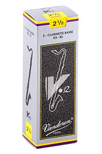 Vandoren Cr6225 Bass Clarinet V.12 Reeds Strength 2.5; Box Of 5, Black