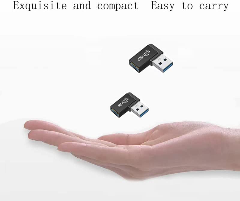 Xczzyb 90 Degree Right Angle Usb 3.0 Male To Female Expansion Adapter For Connecting Mobile Hard Disk, U Disk, Wireless Network Card, Camera, Mouse, Keyboard, Etc.   Black 2Pack