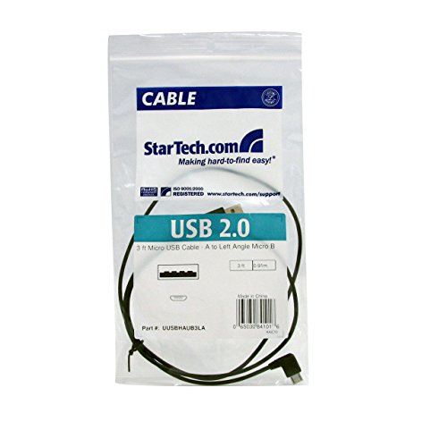 Startech.Com 3 Ft / 91Cm Micro Usb Cable   A To Left Angle Micro B   Usb Type A   90 Degree Micro Usb Type B (M)   Black (Uusbha