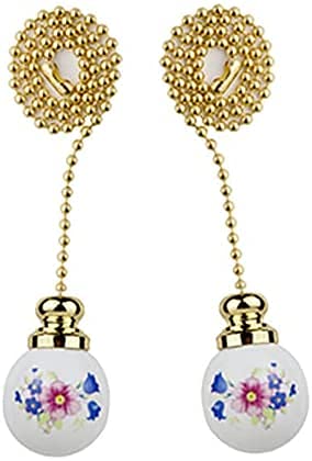 Luo Qiufa Ceiling Fan Pull Chain, 12 Inches Handle Ceramic Zipper Extension Chandelier Ceiling Fan Zipper 2Pcs