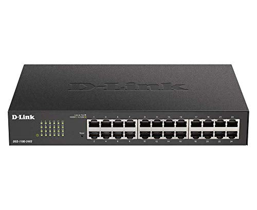 D Link Ethernet Switch 24 Port Gigabit Easy Smart Managed Network Internet Desktop Or Rack Mountable (Dgs 1100 24V2) Black