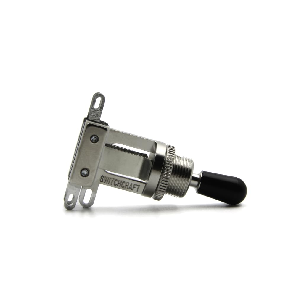 Switchcraft 3 Way Toggle Switch W/Genuine Tip, Short Toggle For Les Paul Electric Guitar (Black Tip)