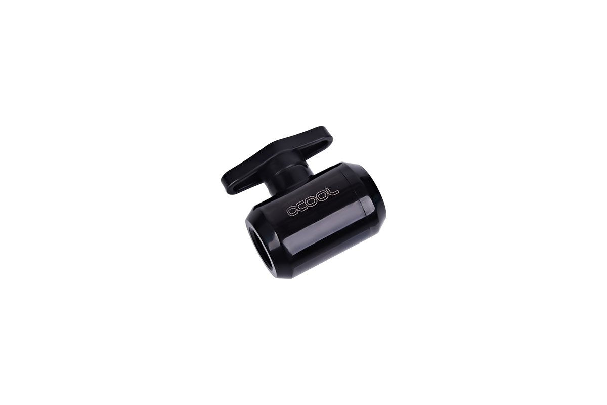 Alphacool G1/4'' Eiszapfen Series 2 Way Ball Valve, Deep Black