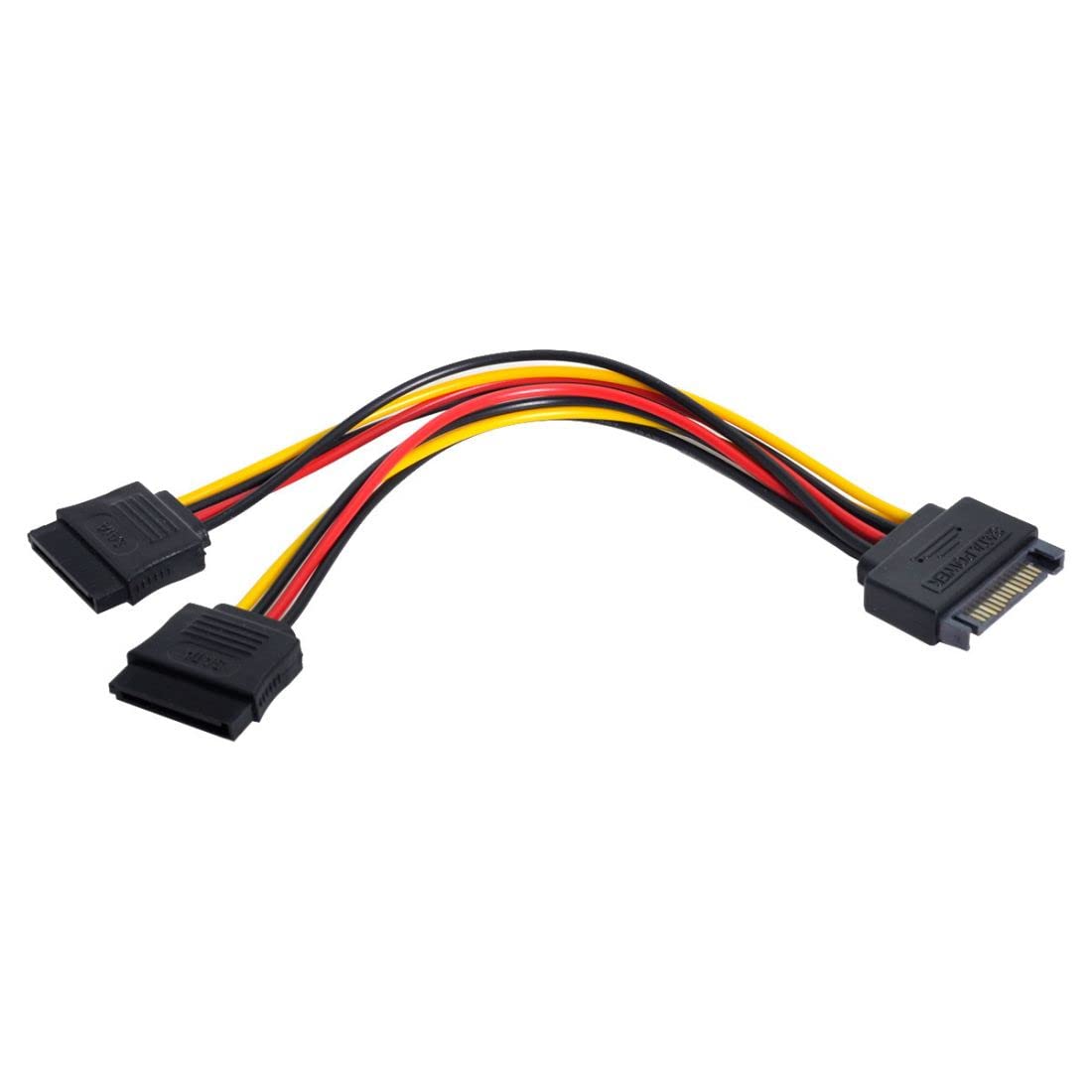 chenyang SATA II Power Splitter Cable 15Pin Male to 2 Female for SSD HDD 5V 12V Copper 20cm